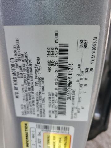 3FA6P0H96HR105216 - 2017 FORD FUSION SE ვერცხლისფერი ფოტო 12