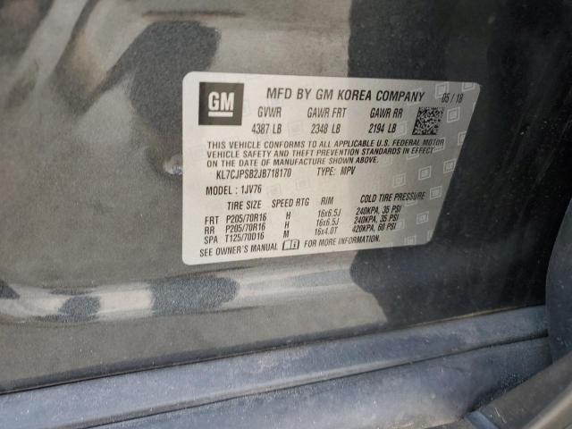 KL7CJPSB2JB718170 - 2018 CHEVROLET TRAX 1LT رمادي صورة 13