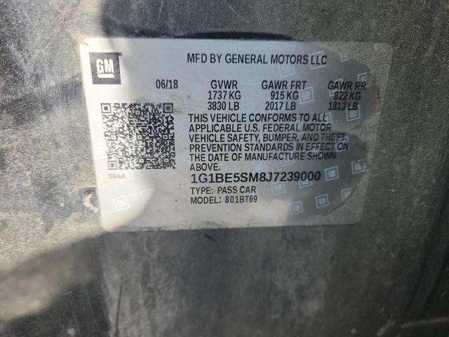 1G1BE5SM8J7239000 - 2018 CHEVROLET CRUZE LT BLACK photo 12