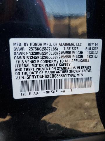 5FRYD4H8XEB036861 - 2014 ACURA MDX ADVANCE შავი ფოტო 14