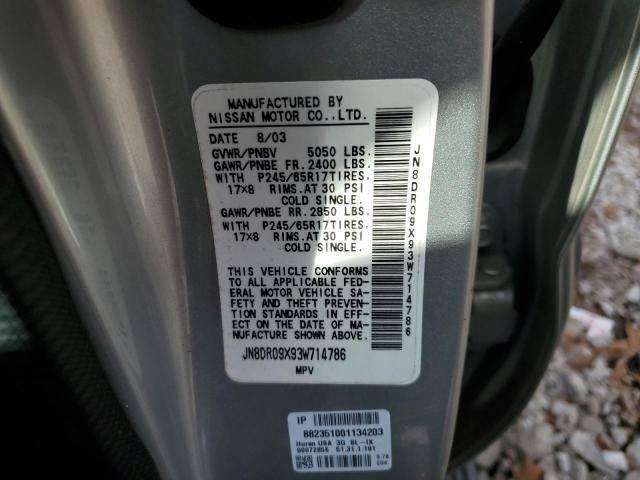 JN8DR09X93W714786 - 2003 NISSAN PATHFINDER LE ვერცხლისფერი ფოტო 13