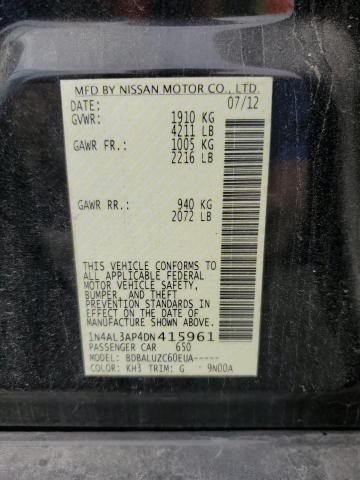 1N4AL3AP4DN415961 - 2013 NISSAN ALTIMA 2.5 შავი ფოტო 12