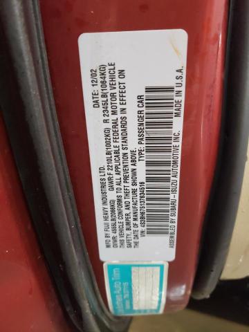 4S3BH675137634516 - 2003 SUBARU LEGACY OUTBACK AWP 橙色 照片 12