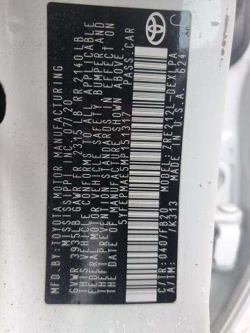 5YFEPMAE5MP151317 - 2021 TOYOTA COROLLA LE Weiß Foto 12