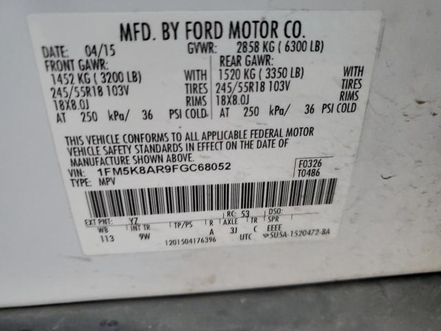1FM5K8AR9FGC68052 - 2015 FORD EXPLORER POLICE INTERCEPTOR Ağ foto 13