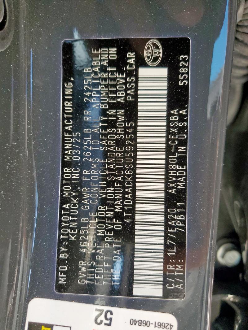 4T1DAACK6SU592545 - 2025 TOYOTA CAMRY XSE GRAY photo 13