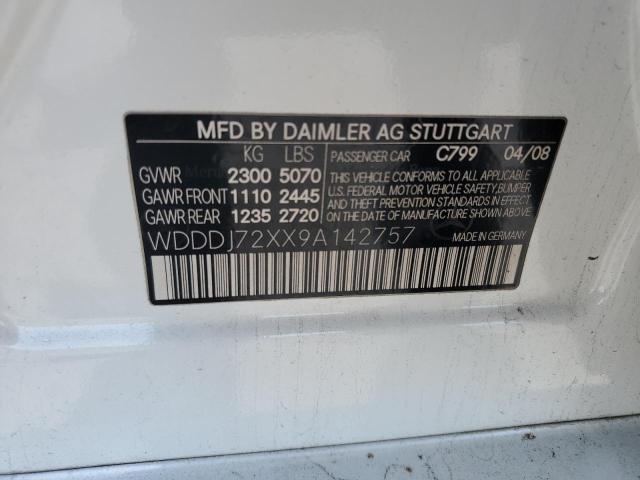 WDDDJ72XX9A142757 - 2009 MERCEDES-BENZ CLS 550 WHITE photo 12