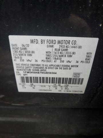 1FM5K8AB7NGB59364 - 2022 FORD EXPLORER POLICE INTERCEPTOR 黑色 照片 13