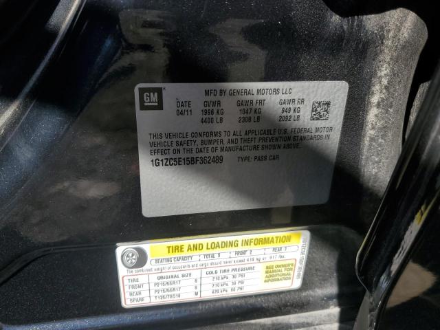 1G1ZC5E15BF362489 - 2011 CHEVROLET MALIBU 1LT გრაფიტი ფოტო 12