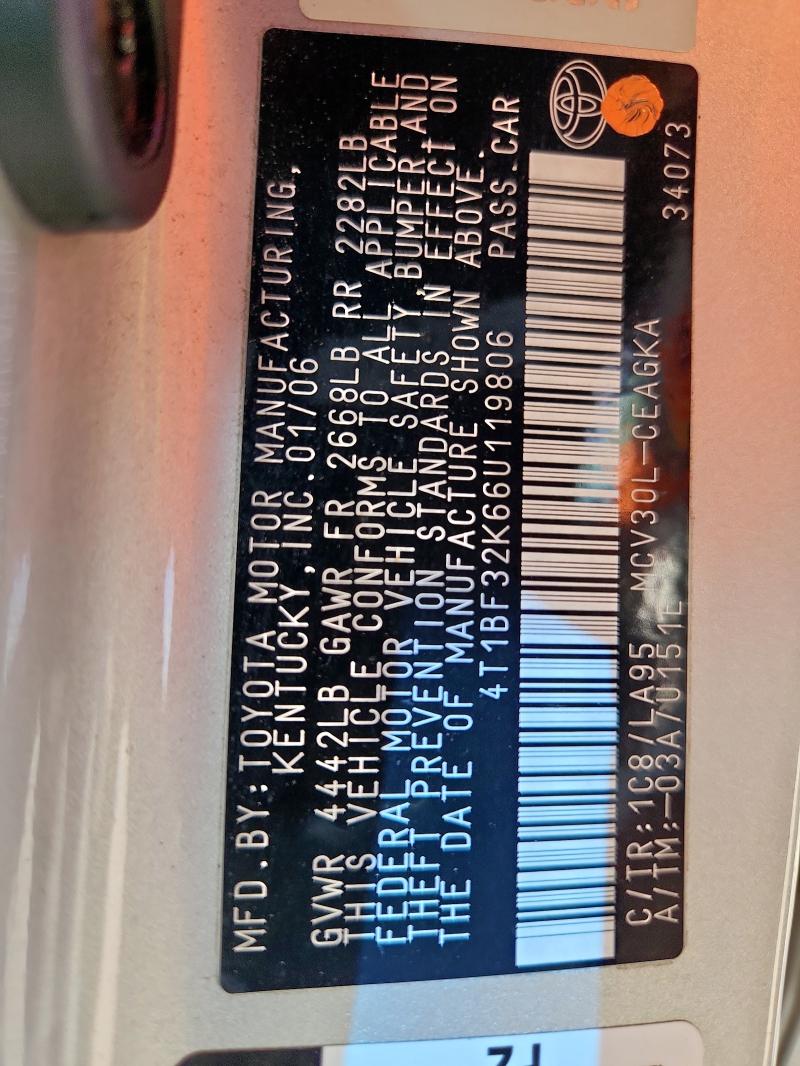 4T1BF32K66U119806 - 2006 TOYOTA CAMRY LE SILVER photo 12