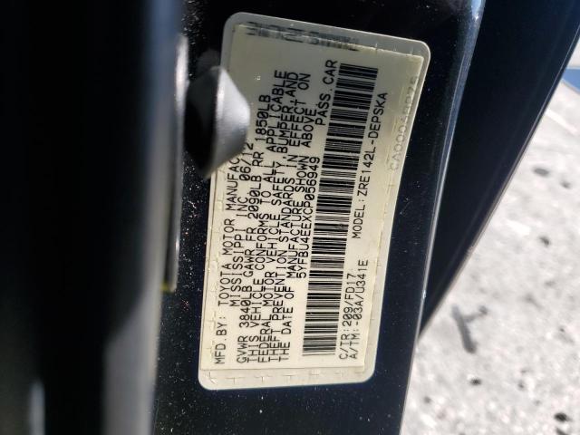 5YFBU4EEXCP056949 - 2012 TOYOTA COROLLA BASE შავი ფოტო 12