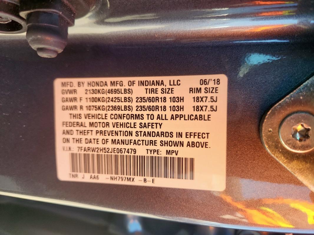 7FARW2H52JE067479 - 2018 HONDA CR-V EX GRAY photo 14