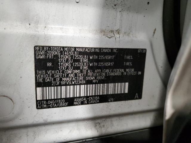 2T3F1RFV5LW123484 - 2020 TOYOTA RAV4 LE WHITE photo 14