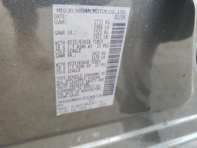 5N1DR2MM0KC614818 - 2019 NISSAN PATHFINDER S ნაცრისფერი ფოტო 13