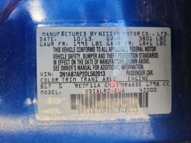 3N1AB7AP2DL562013 - 2013 NISSAN SENTRA S 蓝色 照片 12