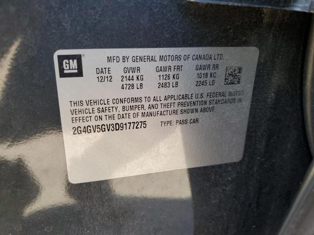 2G4GV5GV3D9177275 - 2013 BUICK REGAL GS GRAY photo 13