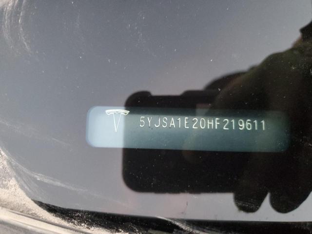 5YJSA1E20HF219611 - 2017 TESLA MODEL S GRAY photo 12