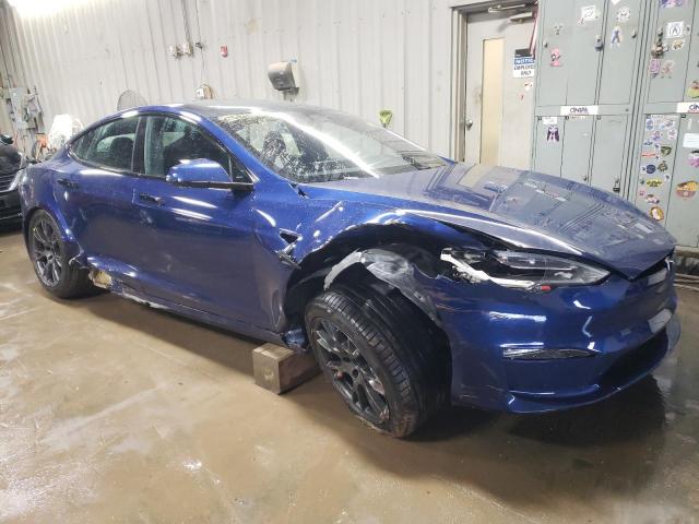 5YJSA1E61MF439028 - 2021 TESLA MODEL S BLUE photo 4