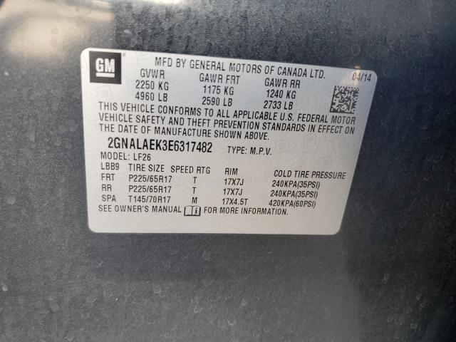 2GNALAEK3E6317482 - 2014 CHEVROLET EQUINOX LS ნაცრისფერი ფოტო 13