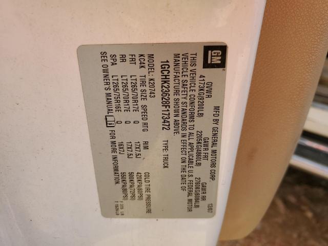 1GCHK23628F173472 - 2008 CHEVROLET SILVERADO K2500 HEAVY DUTY WHITE photo 12