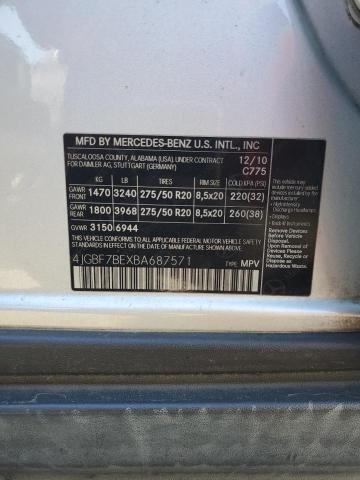 4JGBF7BEXBA687571 - 2011 MERCEDES-BENZ GL 450 4MATIC SILVER photo 13