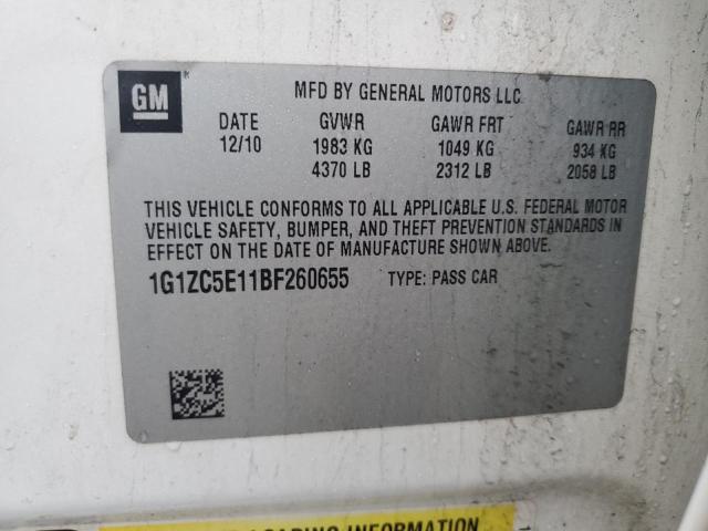 1G1ZC5E11BF260655 - 2011 CHEVROLET MALIBU 1LT WHITE photo 12
