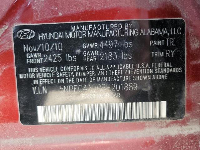 5NPEC4AB0BH201889 - 2011 HYUNDAI SONATA SE RED photo 12