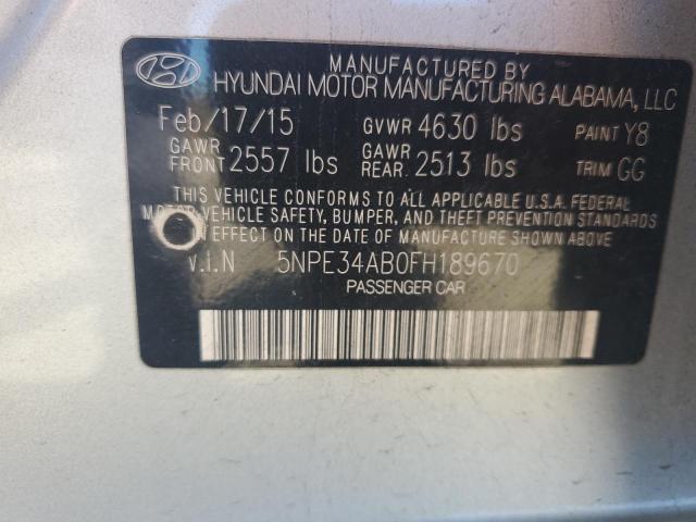 5NPE34AB0FH189670 - 2015 HYUNDAI SONATA SPORT 银色 照片 12