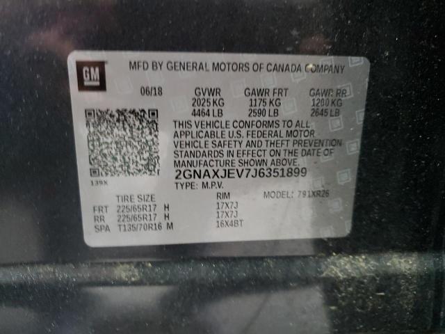 2GNAXJEV7J6351899 - 2018 CHEVROLET EQUINOX LT 石墨色 照片 13