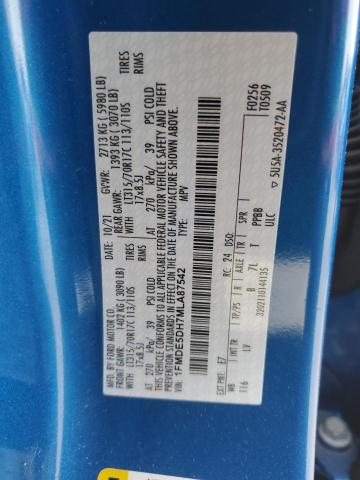 1FMDE5DH7MLA87542 - 2021 FORD BRONCO BASE 蓝色 照片 14