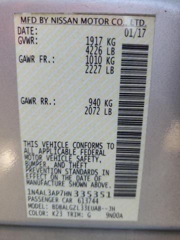 1N4AL3AP7HN335351 - 2017 NISSAN ALTIMA 2.5 Күміс фото 12