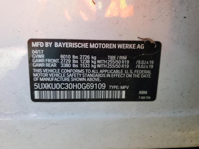 5UXKU0C30H0G69109 - 2017 BMW X6 SDRIVE35I WHITE photo 14