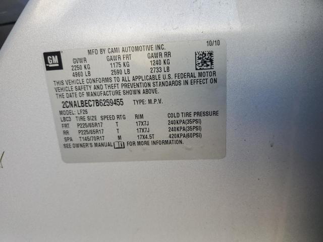 2CNALBEC7B6259455 - 2011 CHEVROLET EQUINOX LS SILVER photo 12