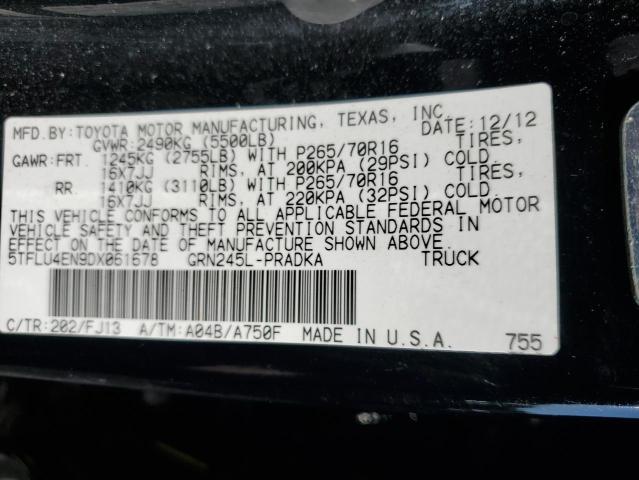 5TFLU4EN9DX061678 - 2013 TOYOTA TACOMA DOUBLE CAB შავი ფოტო 12
