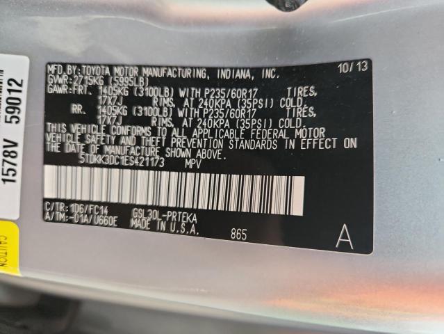 5TDKK3DC1ES421173 - 2014 TOYOTA SIENNA LE Մոխրագույն լուսանկար 13