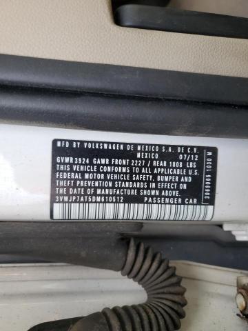 3VWJP7AT5DM610512 - 2013 VOLKSWAGEN BEETLE თეთრი ფოტო 12