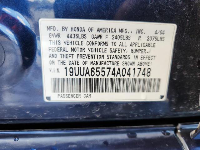 19UUA65574A041748 - 2004 ACURA TL BLUE photo 12