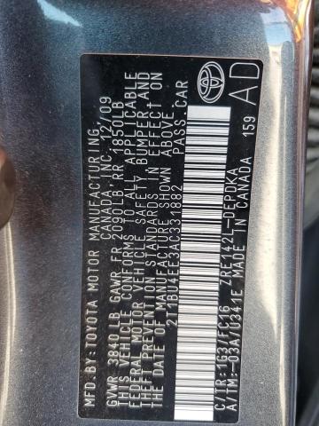 2T1BU4EE3AC331882 - 2010 TOYOTA COROLLA BASE GRAY photo 12