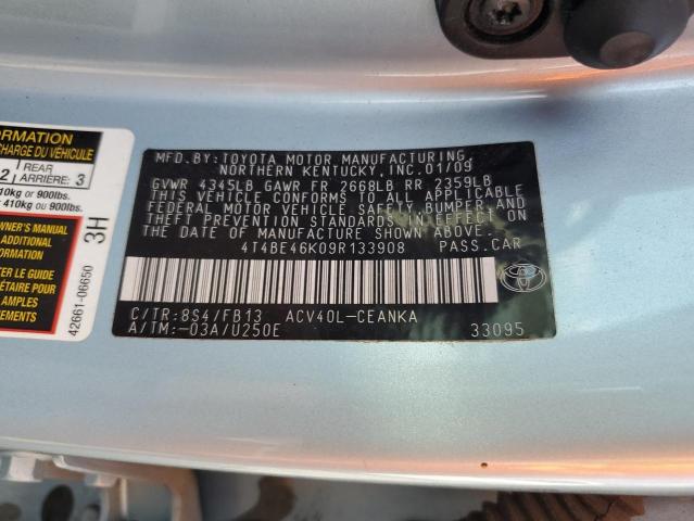 4T4BE46K09R133908 - 2009 TOYOTA CAMRY BASE أزرق صورة 12