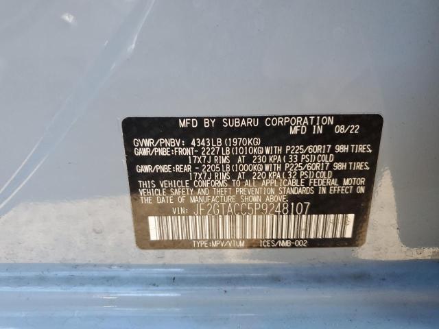 JF2GTACC5P9248107 - 2023 SUBARU CROSSTREK PREMIUM Կապույտ լուսանկար 12