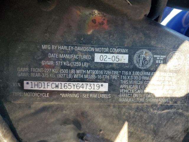 1HD1FCW165Y647319 - 2005 HARLEY-DAVIDSON FLHTCUI BLUE photo 10