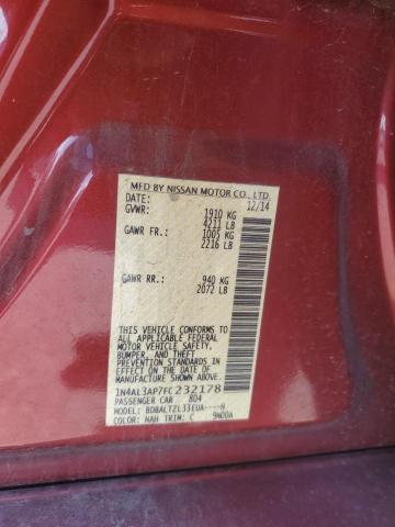 1N4AL3AP7FC232178 - 2015 NISSAN ALTIMA 2.5 RED photo 12
