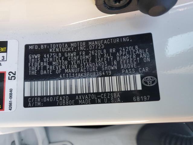 4T1T11AK9PU836419 - 2023 TOYOTA CAMRY SE NIGHT SHADE WHITE photo 12