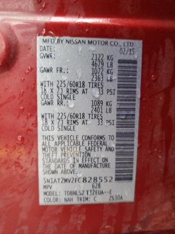 5N1AT2MV2FC828552 - 2015 NISSAN ROGUE S 红色 照片 13