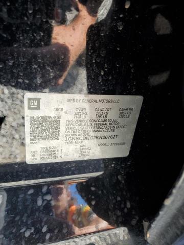 1GNSCBKC2KR207627 - 2019 CHEVROLET TAHOE C1500 LT أسود صورة 12