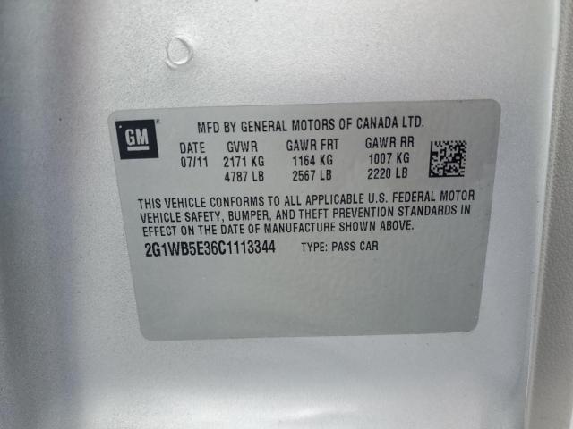 2G1WB5E36C1113344 - 2012 CHEVROLET IMPALA LT GRAY photo 12