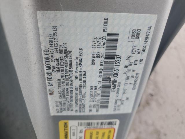 1FA6P0HD3G5115207 - 2016 FORD FUSION SE SILVER photo 12