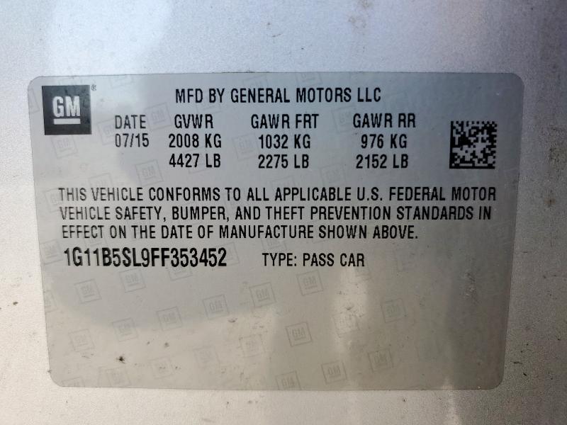 1G11B5SL9FF353452 - 2015 CHEVROLET MALIBU LS فضي صورة 12