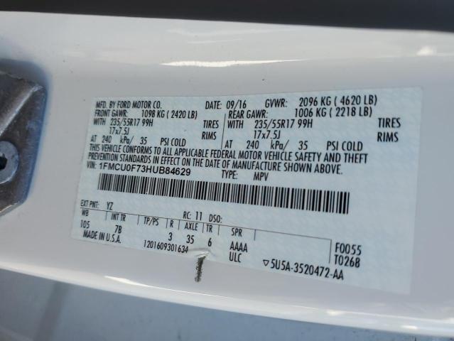 1FMCU0F73HUB84629 - 2017 FORD ESCAPE S WHITE photo 13