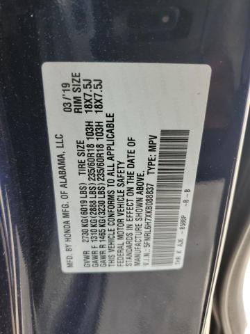 5FNRL6H7XKB088837 - 2019 HONDA ODYSSEY EXL Синий фото 13